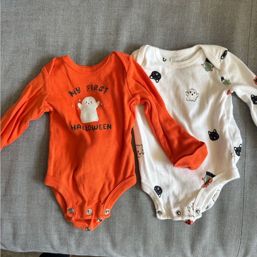Halloween Themed Kids One Pieces Set - Orange and White